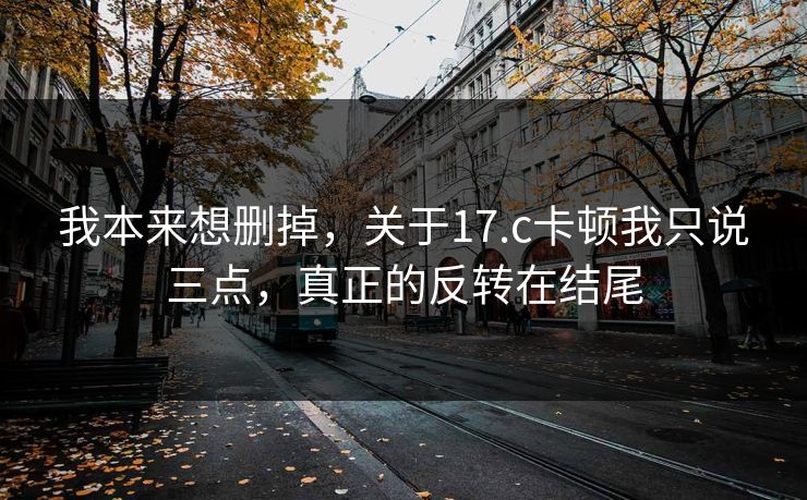 我本来想删掉，关于17.c卡顿我只说三点，真正的反转在结尾
