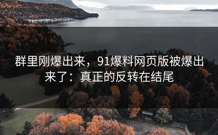 群里刚爆出来，91爆料网页版被爆出来了：真正的反转在结尾