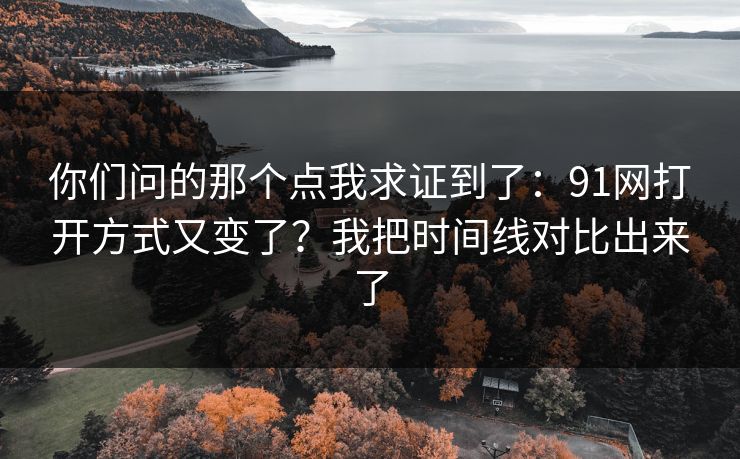 你们问的那个点我求证到了：91网打开方式又变了？我把时间线对比出来了
