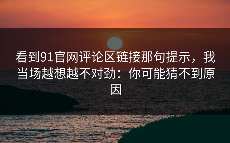 看到91官网评论区链接那句提示，我当场越想越不对劲：你可能猜不到原因