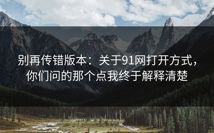 别再传错版本：关于91网打开方式，你们问的那个点我终于解释清楚