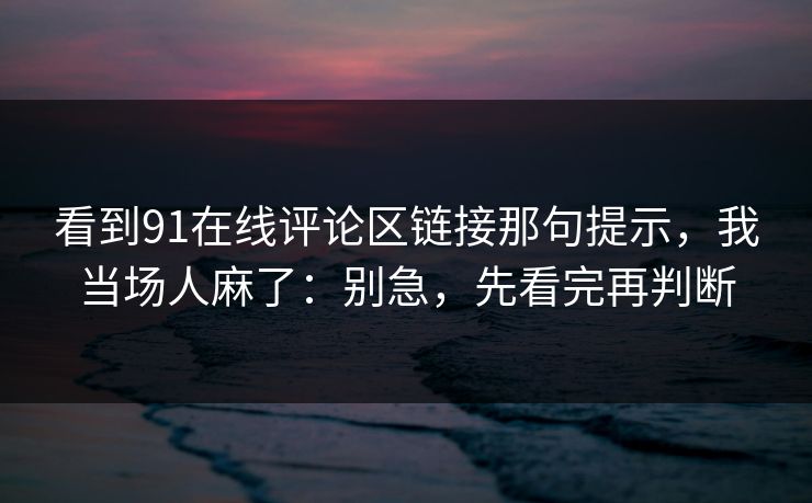 看到91在线评论区链接那句提示，我当场人麻了：别急，先看完再判断