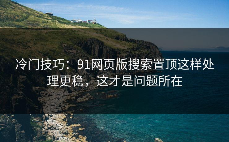 冷门技巧：91网页版搜索置顶这样处理更稳，这才是问题所在
