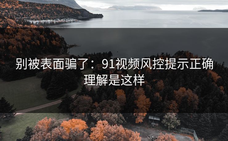 别被表面骗了：91视频风控提示正确理解是这样